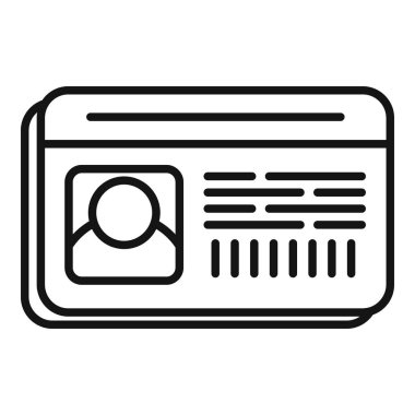 Bir kimlik kartının satır resim simgesi, kişisel kimlik, güvenlik ve erişim kontrolünü temsil ediyor