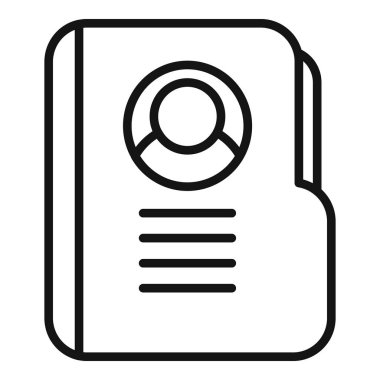 Bu basit simge, kullanıcı verilerinin dijital çağda depolanmasını sembolize eden kişisel bilgilerin yer aldığı bir dizini betimler