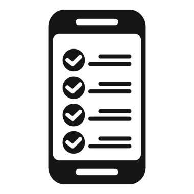 Tamamlanmış olarak işaretlenmiş tüm ögelerle birlikte bir kontrol listesi gösteren akıllı telefonun basit simgesi