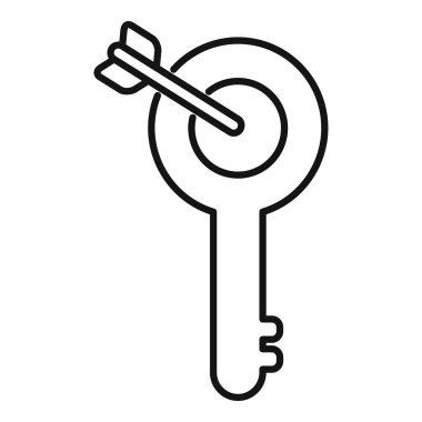 Hedefin merkezine, hedeflere ulaşma kavramını temsil eden, anahtar başı olarak bir okla vurulan anahtar