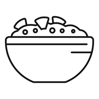 İçinde sebze ve fasulye bulunan bir kâse dolusu yemeğin basit çizimi.