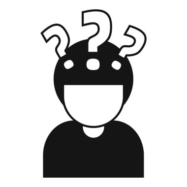 Genç adam kafasının etrafında bir sürü soru işareti olan bir şey düşünüyor.