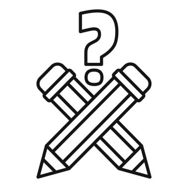 Doğru cevabı seçme kavramını temsil eden soru işareti olan iki çapraz kalem.