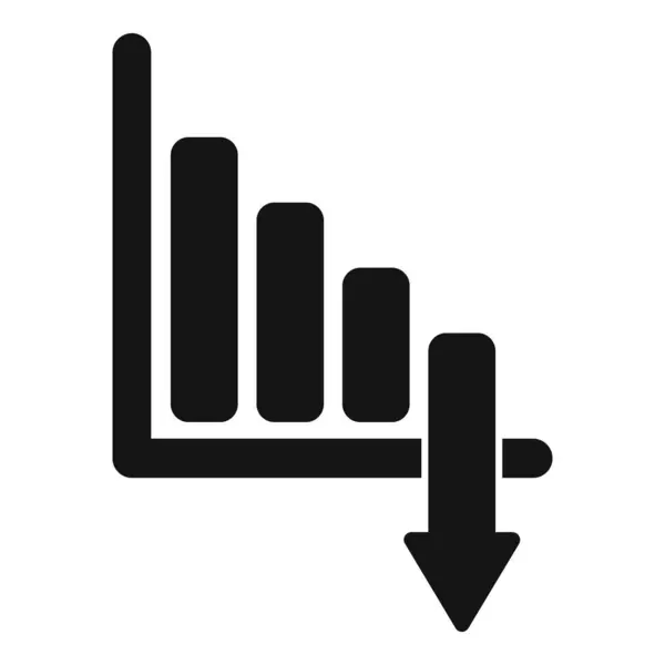 stock vector Simple icon representing a bar graph losing value, with four black bars getting smaller