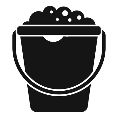 Sabunlu suyla dolu bir kovanın siyah silueti temizliğe ve ev işlerine hazır.