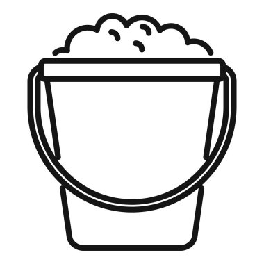 Temizlik kovası paspas ve ev işleri için sabunlu suyla dolu.