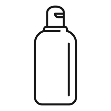 Kapaklı plastik bir şişenin basit siyah beyaz çizimi ambalaj ve konteynırlarla ilgili kavramları temsil etmek için idealdir.