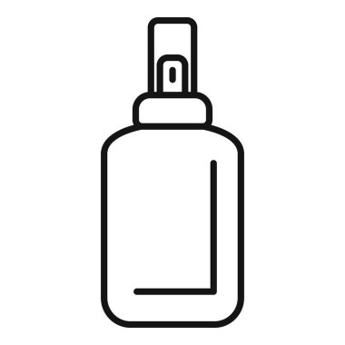 Bir sprey şişesini temsil eden basit çizgi simgesi tasviri temizlik ve temizlik gibi kavramları öneriyor.
