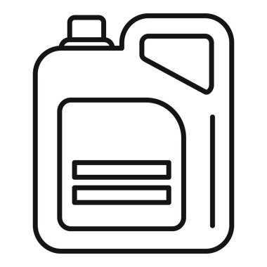 Çeşitli sıvı ürünler için uygun, sapı olan plastik bir şişenin basit siyah çizgisi.