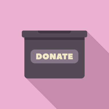 Bağış kutusu hayır konteynırı konsepti, düz tasarım ve uzun gölgeli.