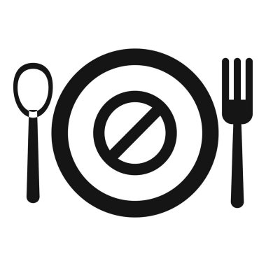 Tabak ve çatal bıçakla temsil edilen tabaklar ve yasak semboller yasaktır.