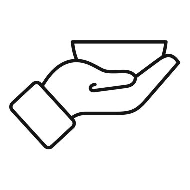 İş adamı boş bir kaseyi basit bir sanat tarzında tutuyor.