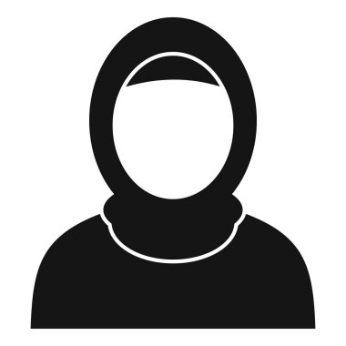 Başörtüsü takan genç bir kadının basit siyah beyaz grafiği