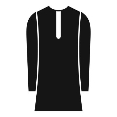 Beyaz arkaplanda izole edilmiş siyah uzun kollu kurta simgesi