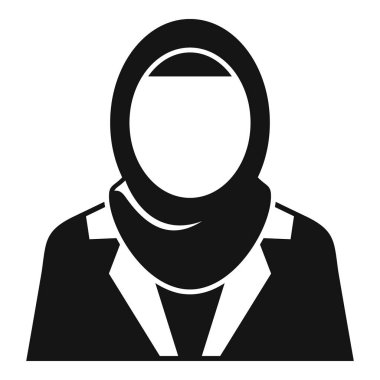 Başörtüsü takan bir iş kadınının siyah beyaz simgesi