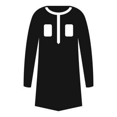 Beyaz arkaplanda izole edilmiş siyah geleneksel Müslüman elbise simgesi