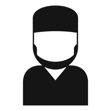 Müslüman bir adamın siyah beyaz silueti takiyah İslami bir kafatası şapkası takıyor.