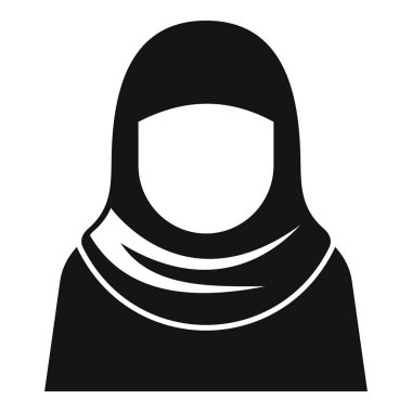 Müslüman bir kadının geleneksel tesettür giyip saçını örttüğü siyah beyaz bir simge