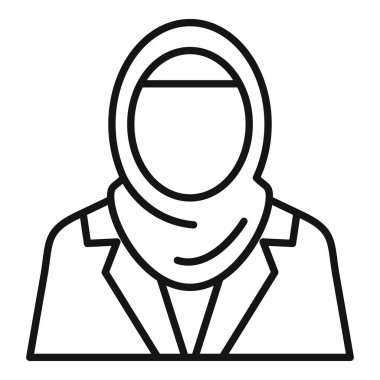 Başörtüsü ve takım elbise giyen bir iş kadını çizimi