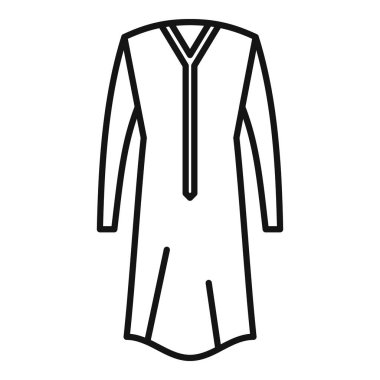 Geleneksel giysinin basitliğini ve zarafetini vurgulayan bir elbisenin çizgi çizimi