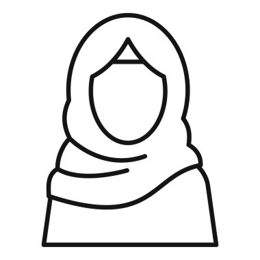 Başörtüsü takan genç bir müslüman kadının minimalist çizimi