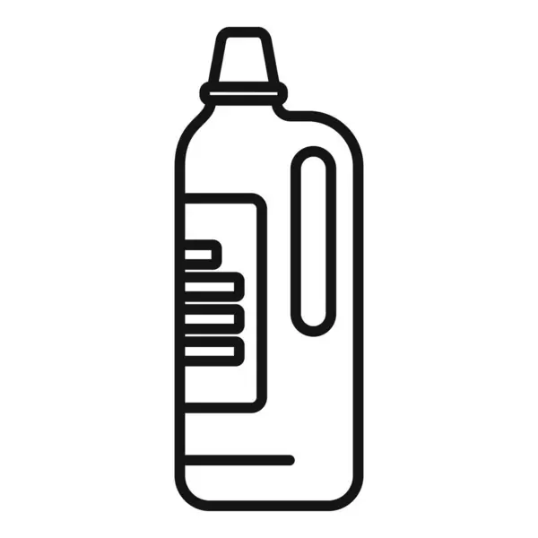 stock vector Black linear icon of a plastic bottle with handle, containing cleaning product, isolated on a white background