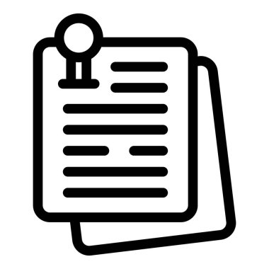 Belge yönetimi kavramını temsil eden bir iğne ile tutturulmuş kağıt sayfalarının satır simgesi