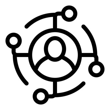 İş adamı, bir çizgi simgesi tasarımı ile temsil edilen bir ağ üzerinden küresel işletmeleri birbirine bağlıyor