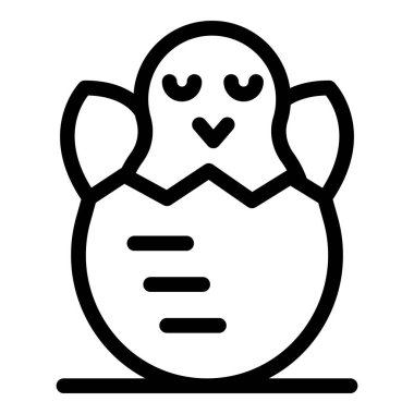 Yumurtadan çıkan sevimli bir kuş yavrusunun basit ama sevimli çizgi film ikonu. Yeni başlangıçlarla ilgili projeler için mükemmel.