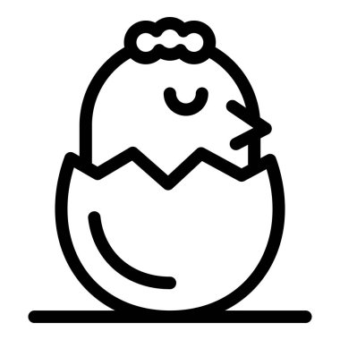 Yumurtadan çıkan küçük bir civcivin minimalist sanat simgesi