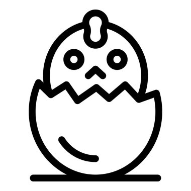 Yumurtadan çıkan şirin bir tavuk yavrusunun minimalist simgesi.