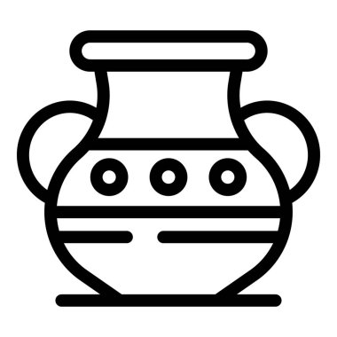 Yüzeyde duran antik kil vazo, eşyalar depolamak için kulpları ve süslemeleri var.