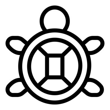 Kaplumbağa kabuğunun basit çizgisi çizimi, uzun yaşam, esneklik ve bilgelik kavramlarını temsil etmek için mükemmel.