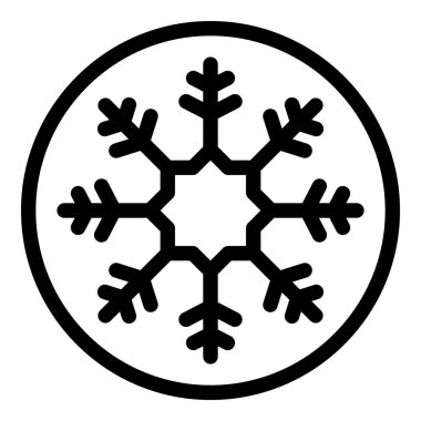 Basit siyah beyaz kar tanesi ikonu kışı, soğuğu ve buzu simgeliyor.