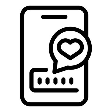 Akıllı telefonun basit bir simgesi. Bir kalp ile bildirimde bulunuyor. Aşk mesajını sembolize ediyor.