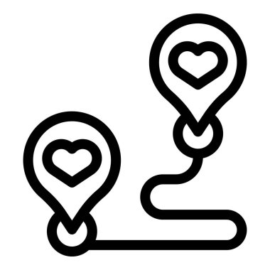 İki kalp iğnesini birbirine bağlayan çizgi, bir aşk yolculuğunu simgeliyor.