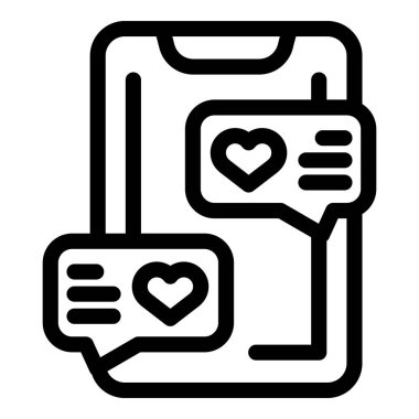 Kalpleri akıllı telefon ekranında değişen basit aşk mesajları simgesi