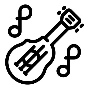 Mandolin, müzik ve ses kavramını temsil eden notalar eşliğinde müzik çalıyor.