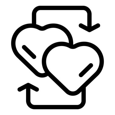 İki kalp bir akıllı telefondan birbirlerine aşk mesajları yolluyorlar. İnternetteki randevuları ve sanal ilişkileri simgeliyorlar.