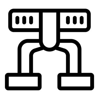 Bir havaalanı terminalinin hava taşımacılığını ve yolcu alımını temsil eden bir jet köprüsüne bağlı çizgi resim simgesi.