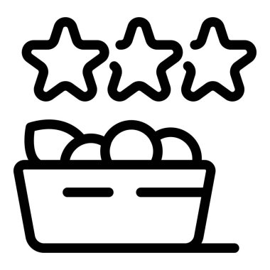 Taze meyve dolu bir sepetin çizgi simgesi, beş yıldızlı bir reyting alıyor