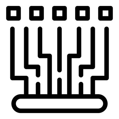 Birden fazla kaynağı birbirine bağlayan veri akışı işleme sistemini temsil eden kalın çizgi simgesi