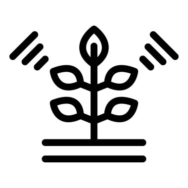Işık kaynağı altında büyüyen genç bir bitkiyi temsil eden basit bir simge