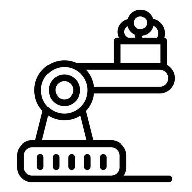 Robotik Kol, üretim sürecini temsil eden bir ürünü endüstriyel bir ortamda tutuyor.