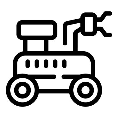 Yabancı bir gezegeni bilimsel amaçlar için keşfeden bir gezginin çizgi sanat simgesi