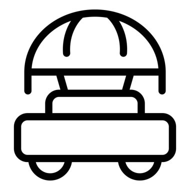 Modern bir depo ortamında verimliliği sembolize eden otonom bir dağıtım robotunun çizgisi simgesi