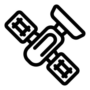 Dünya 'nın yörüngesindeki basit, kalın çizgili bir uydu simgesi