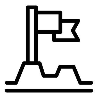 Bir dağın tepesinde bayrak sallayarak zafer ya da başarıyı kutlayan çizgiler.