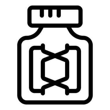 DNA iplikçikleri içeren tıbbi bir şişeyi temsil eden basit ve net siyah taslak simgesi