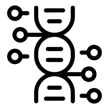 Veri noktalarına bağlanan, genom araştırma ve analizini temsil eden bir DNA zincirinin çizgi simgesi